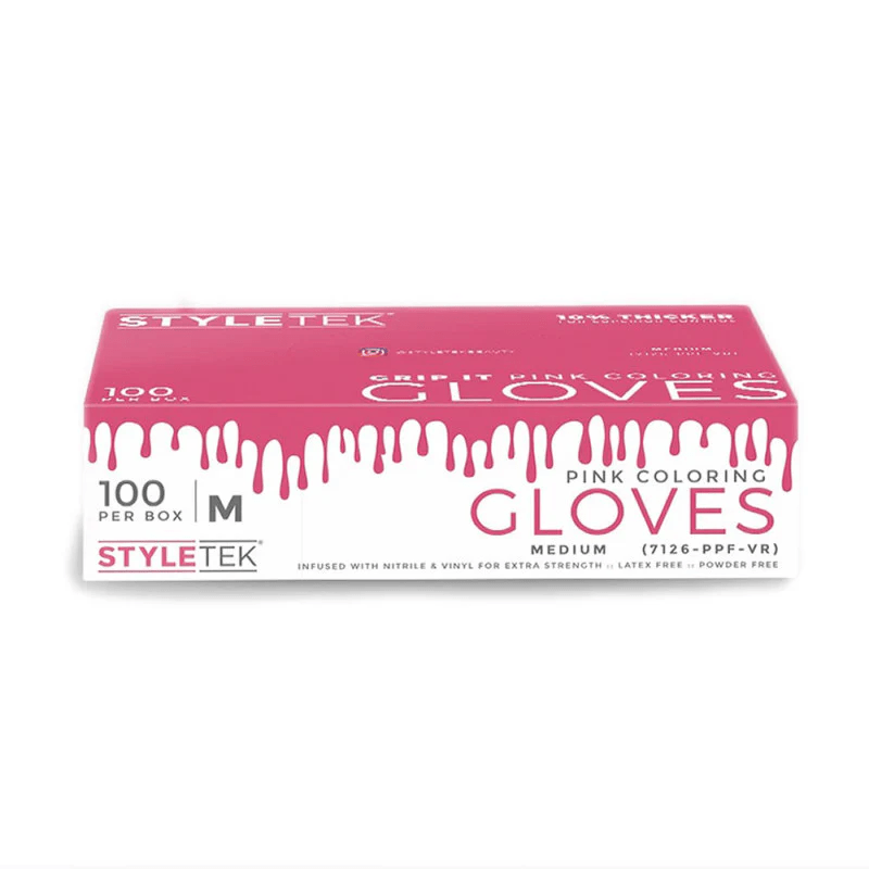 Styletek Pink Powder Free Gloves 100pk - Styletek | Available at The Secret Garden Salon & Spa, Marlboro, NJ
