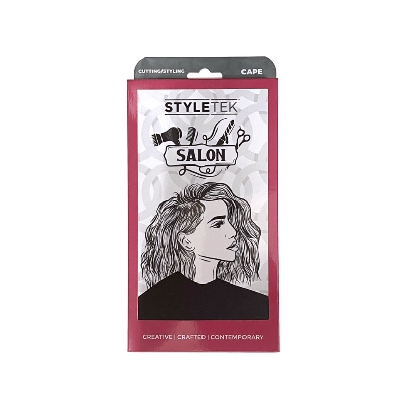 Styletek Solid Black Smooth Cutting Cape 45x60 - Styletek | Available at The Secret Garden Salon & Spa, Marlboro, NJ
