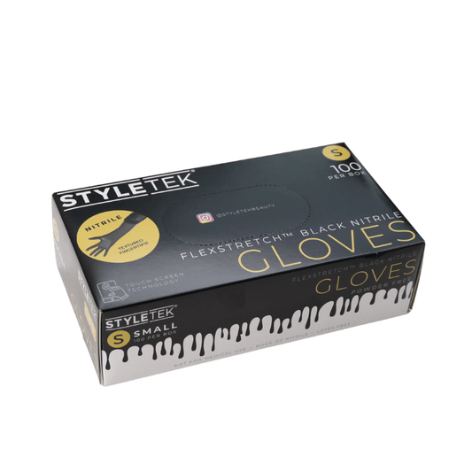 Styletek Black Nitrile Gloves 100pk - Styletek | Available at The Secret Garden Salon & Spa, Marlboro, NJ