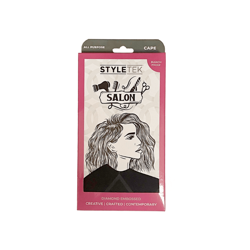Styletek Embossed Black All-Purpose Cape 45x60 - Styletek | Available at The Secret Garden Salon & Spa, Marlboro, NJ